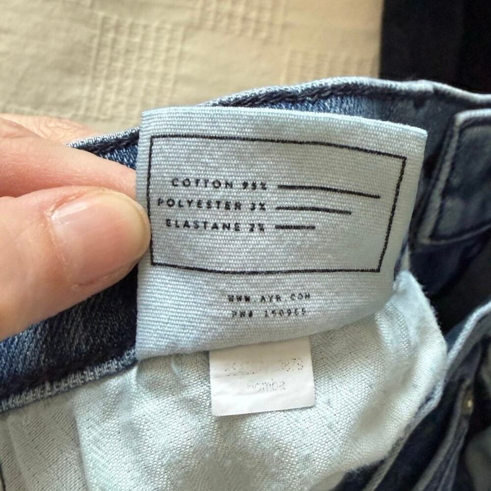 AYR The Bomb Pop Ankle Fray Straight Leg Jeans Classic Blue Wash Size 32 - Picture 10 of 14